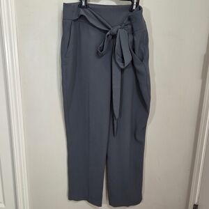 ⭐️Maison Cinqcent Gray High-Waisted Tie Pants Size 12